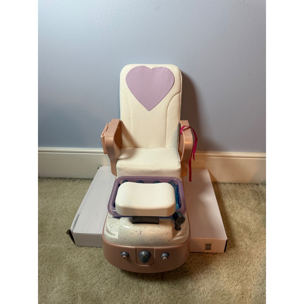 Our Generation Spa Salon Chair Kids OS Pink Heart Pedicure Station Accessory